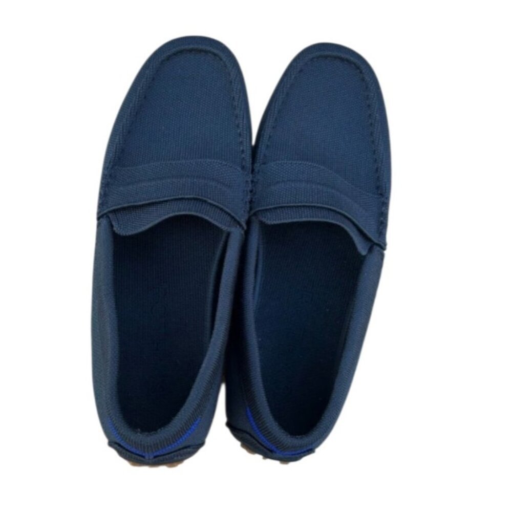 Rothy’s Men’s 12.5 Blue Slip-On Driving Loafers Recycled Knit Rubber Sole Shoes - Picture 5 of 14